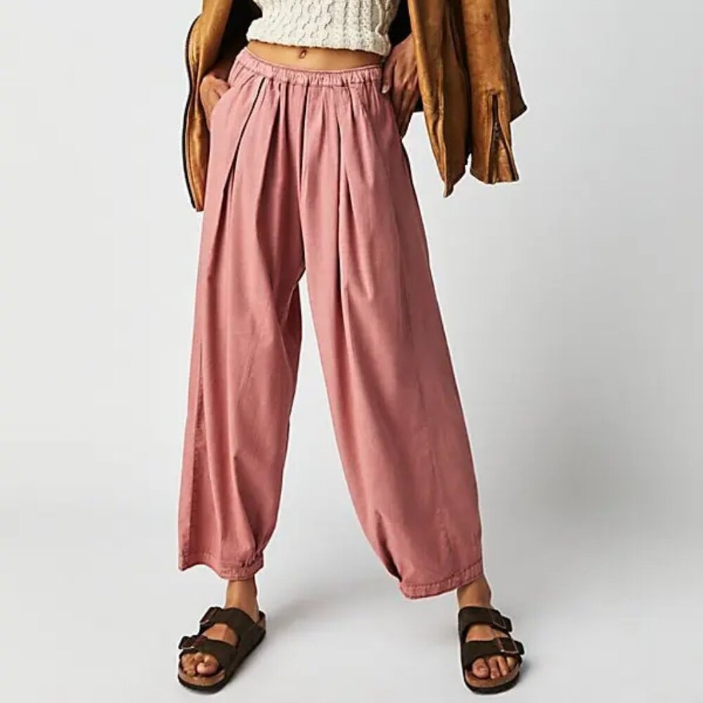Free People To The Sky Cord Parachute Pants Pink Size Medium NWOT